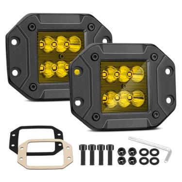 Imagem de Niking Auto 2 cápsulas de LED âmbar para montagem embutida, 120 W, 120 W, luzes de neblina amarelas para dirigir, off-road, barra de luz de trabalho para caminhão, UTV, ATV, SUV, Chevy Boat