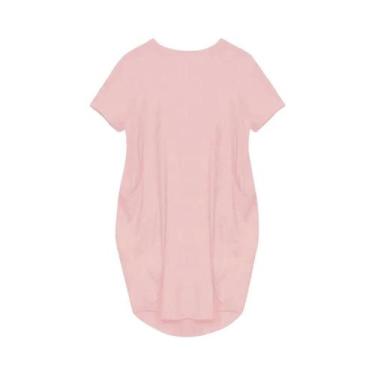 Imagem de Vestidos casuais soltos femininos plus size de manga curta com gola re