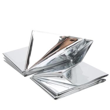 Imagem de KIMISS 5 Pçs Ao Ar Livre à Prova Dwaterproof água Sobrevivência de Emergência Cobertor Reflexivo para Acampamento, Caminhadas, Resgate de Terremoto e Suprimentos de Primeiros Socorros (Prata)