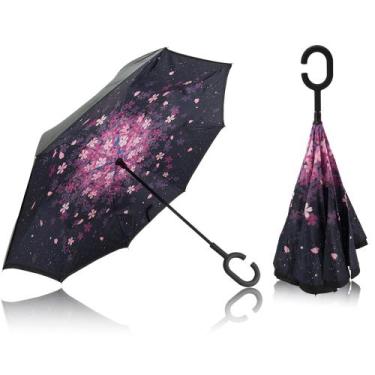 Imagem de Guarda Chuva Invertido Reforçado Tecido Duplo Para Carros  Invertido E