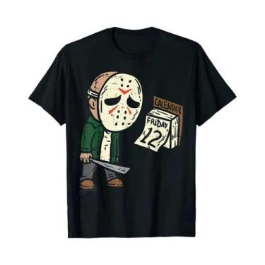 Imagem de Camiseta Feminina Oversize De Halloween Com Tema De Filmes De Terror, 