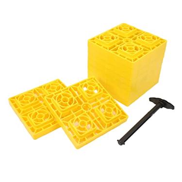 Imagem de WALFRONT Blocos de Nivelamento para RV, 10 Pacotes de Blocos de Macaco Empilháveis ​​para Serviços Pesados ​​para Rodas Simples e Duplas, Almofadas de Nivelamento Antiderrapantes de 8,5 X 8,5 X 1,3