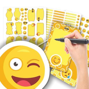 Imagem de Etiqueta Escolar Neutra com TAG + Caneta (Emojis Emoticon, Etiquetas + 2 TAGs)