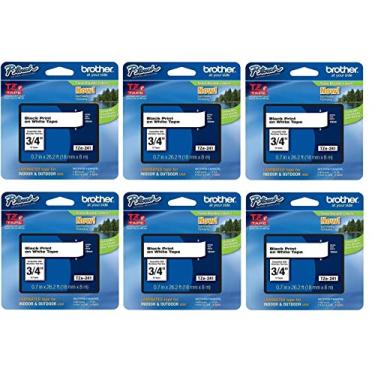 Imagem de Brother Fita laminada TZe-241 genuína P-Touch, impressão preta em branco fita laminada padrão para etiquetadores P-Touch, cada rolo tem 18 mm (~ 3/4") de largura, 8 m de comprimento