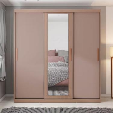 Imagem de Guarda Roupa Casal Paris Bartira Com Espelho 3 Portas Avelã-cappuccino