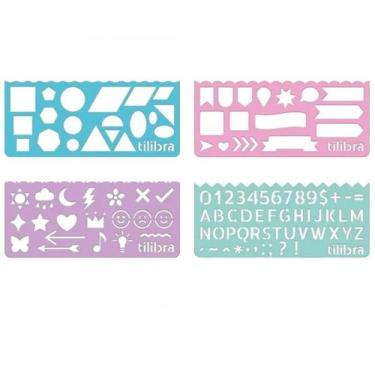 Imagem de Regua Stencil Fun Com Letras E Desenhos 15cm Tilibra