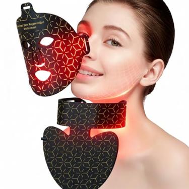Imagem de Warmforwel Máscara LED para Rosto e Pescoço com Luz Vermelha e Infravermelha – Dispositivo de Beleza 8 Cores, 248 LEDs, Controle Remoto Sem Fio, Timer Automático, Bateria 2600mAh