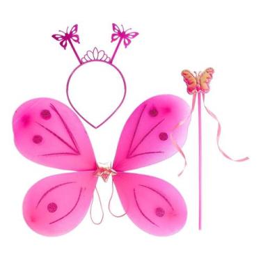 Imagem de Kit Asas Fada Borboleta Fantasia Infantil Tiara E Varinha - RB FEST, R