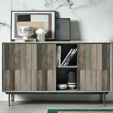 Imagem de Papel de parede espesso efeito de grão de madeira impermeável autoadesivo adesivo para sala de estar, escritório, quarto e sala de jantar, arte retrô, grão de madeira 44 * 500 cm