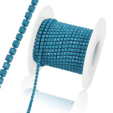 Imagem de Echoed Elegance Corrente de fechamento de fita de strass de cristal fosco de 16,4 m para costura, artesanato, joias, corrente de diamante para artesanato, buquê de bolo de casamento, roupas, faça você