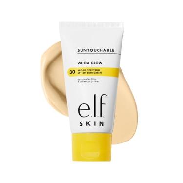Imagem de e.l.f. Skin Suntouchable! Whoa Glow FPS 30, protetor solar leve e primer de maquiagem para um acabamento brilhante, infundido com ácido hialurônico, vegano