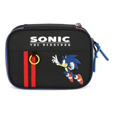 Imagem de Estojo 100 Pens Escolar Juvenil Original Sonic C/ Anel - Luxcel, Preto