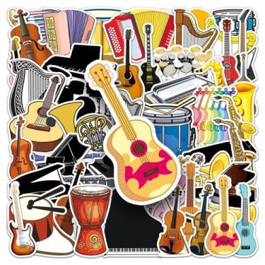 Imagem de Adesivos, instrumento musical, 50 peças, decalques de vinil para lapto