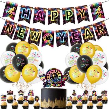 Imagem de Conjunto de decoração de festa de Ano Novo, 37 unidades, estilo neon, 