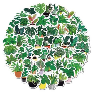 Imagem de Conjunto de adesivos, ilustração vegetal original, 50 unidades à prova