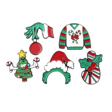 Imagem de Conjunto de alfinetes de broche, suéter de árvore de desenho animado d