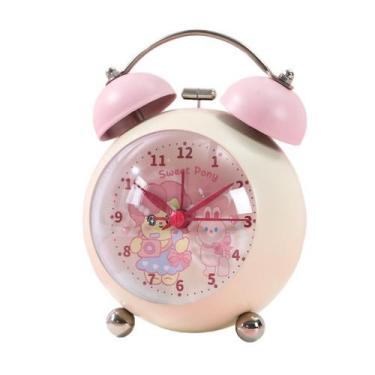 Imagem de Despertador Cute Pink Pony Large Bell Mechanical D Kids - yiweisai