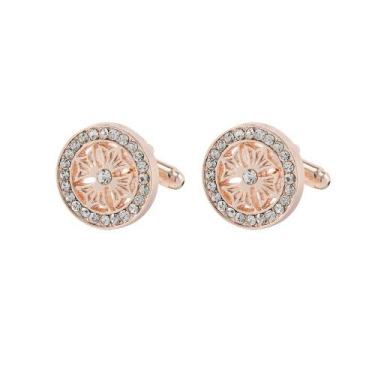 Imagem de Abotoaduras elegantes em ouro rosa com detalhes em strass transparente