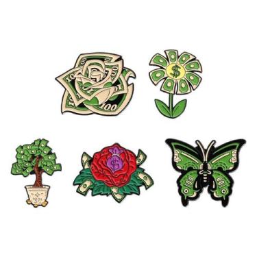Imagem de Conjunto de broches Creative Cartoon Money Flower Enamel - yiweisai