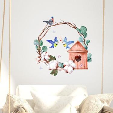 Imagem de Adesivos de parede Creative Birdcage Love Birds Cotton F PVC - yiweisa