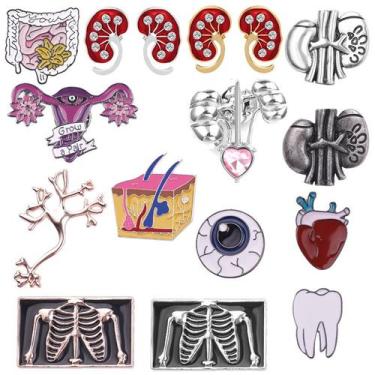 Imagem de Conjunto de alfinetes de broche: anatomia humana, coração, rim, cérebr