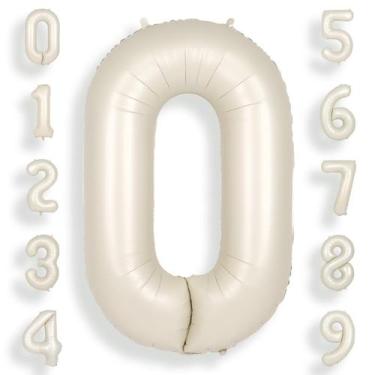 Imagem de Balões Foil Helium Number SUWEN 40cm Cream White 0