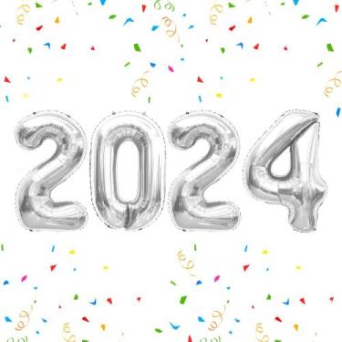 Imagem de Balões Slergut 2024 Silver Foil Number 40 polegadas de Ano Novo
