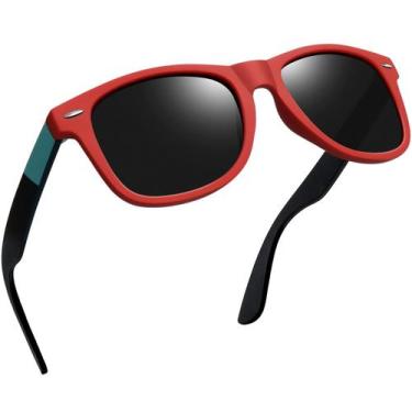 Imagem de Óculos de sol Joopin Trendy Square Polarized UV400 Preto Vermelho