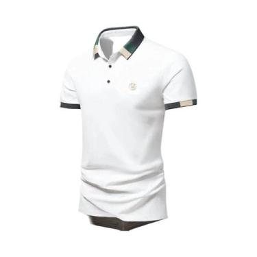 Imagem de Camisa Polo Masculina De Verão Em Seda Gelada, Secagem Rápida, Manga C
