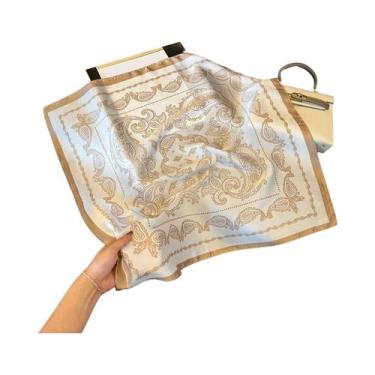 Imagem de Lenço Quadrado De Seda Luxuosa Para Mulheres, Estampado, Para Enrolar 
