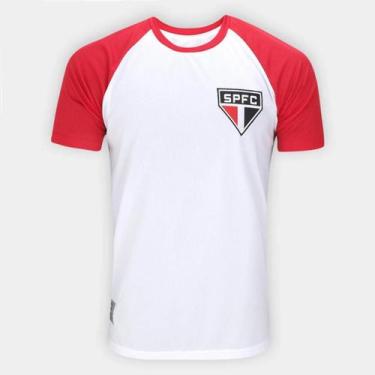 Imagem de Camiseta Raglan São Paulo RetrôMania Basic Masculina - Branco e Vermel