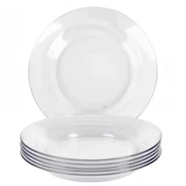 Imagem de Jogo De Pratos Fundos 6 Peças Em Vidro Almoço E Jantar Resistentes Coz