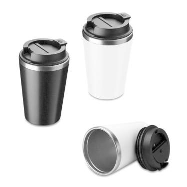 Imagem de Copo Térmico Parede Dupla Em Inox Hermético Com Rosca Branco