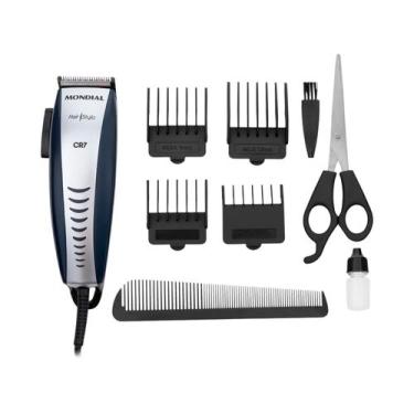 Imagem de Cortador de Cabelo Mondial Hair Stylo CR7 Lâminas em Aço Inox 10W Azul