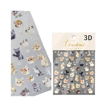 Imagem de Adesivos De Unha 3D Autoadesivos Com Desenhos De Gato, Coelho, Flor E 