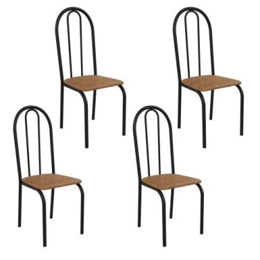 Imagem de Kit 4 Cadeiras Ilhabela Estrutura em Aço Preto Tecido Jambo - Casa e C