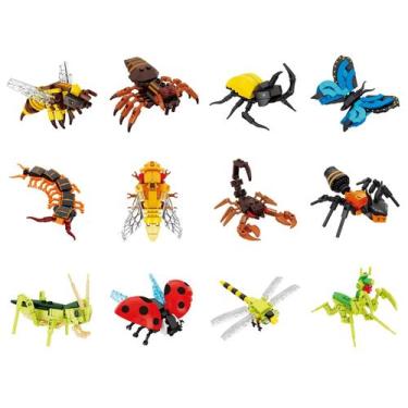Imagem de Brinquedo Blocos de Montar Insetos da Natureza Aranha Borboleta Joanin