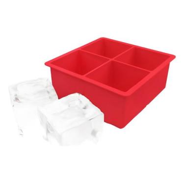 Imagem de Forma Gelo Silicone Unyhome 4div Drinks Gelo Multiuso Casa, Vermelho