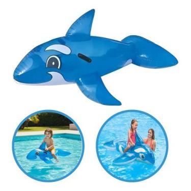 Imagem de Boia Baleia Piscina Infantil Até 45kg Azul Verão Gigante Azul - BESTWA