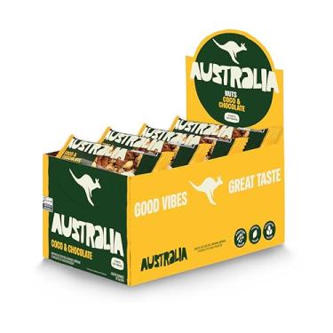 Imagem de Hart's Natural Barra Australia Coco & Chocolate 40g, Snack Proteico, Vegano, Sem Glúten e Açúcar, Caixa com 20 Unidades