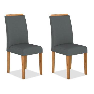 Imagem de Kit 2 Cadeiras Estofadas Suede Macio Modernas Londres Cinamo/cinza M.a