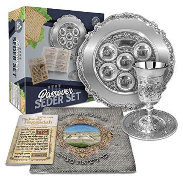 Imagem de Ner Mitzvah Conjunto de prato de Seder para Páscoa – Conjunto de prato de Seder e copo infantil