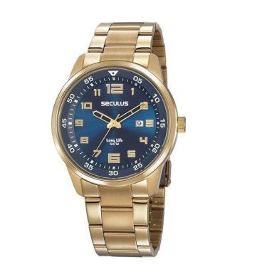 Imagem de Relógio Masculino Seculus Analógico Dourado Aço 20802Gpsvda2