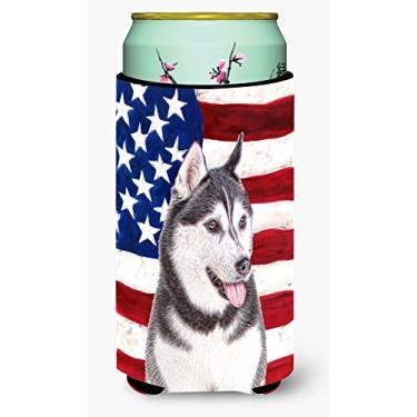 Imagem de USA American Flag with Alaskan Malamute Tall Boy Beverage Insulator Hugger KJ1154TBC