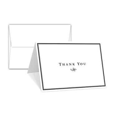 Imagem de Cartão de agradecimento – Conjunto de 25 cartões de felicitações dobráveis em volume de 11 x 14 cm com envelopes – Elegante cartão de visita em branco no interior – para casamentos, chá de bebê, formatura, simpatia e todas as ocasiões
