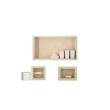 Imagem de Genérico Nichos Em Porcelanato Polido Porta Shampoo + Porta Papel Higiênico + Saboneteira (Bege)