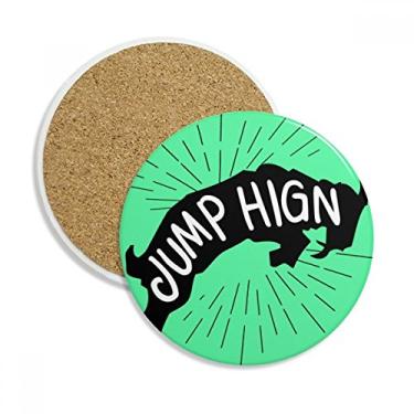 Imagem de Caneca de porta-copos natural com desenho de animal de antílope preto com pedra absorvente de proteção de mesa