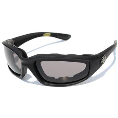 Imagem de Chopper Óculos de motocicleta acolchoados para direção noturna 011 armação preta com lentes amarelas (preto – lentes fumaça), médio
