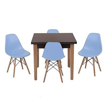 Imagem de Conjunto Mesa de Jantar Luiza 80cm Preta com 4 Cadeiras Eames Eiffel - Azul Claro