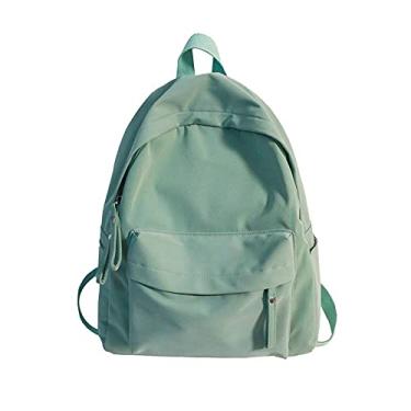 Imagem de Mochila de Nylon Cor Sólida Grande Capacidade Bonita Tablets Laptop Bolsa de Ombro Adolescentes Mochila Escola Acampamento Presentes Femininos (verde)